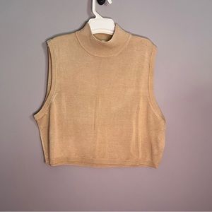 Orvis 100% silk cropped sleeveless‎ turtleneck